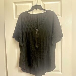 3XL (plus) black polyester top with zipper front.Perfect top for date night!